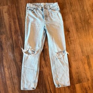 Light Wash Distressed Denim Abercrombie & Fitch Dad Jeans